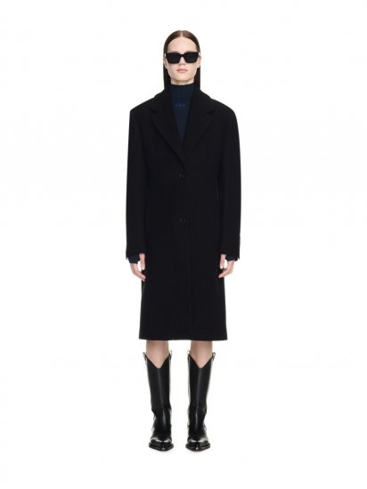 Off-White Brushed Wo Round Coat on Sale - Black - Click Image to Close