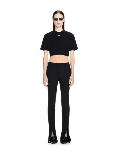 Off-White Off Stamp Rib Crop Tee - Black - Click Image to Close