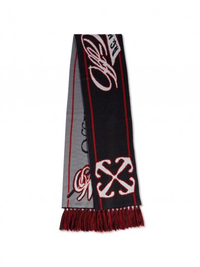 Off-White c/o AC Milan Logo Scarf - Grey - Click Image to Close