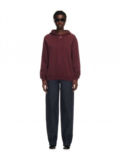 Off-White Embr Stitch Arrow Reg Hoodie on Sale - Red - Click Image to Close