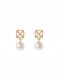 Off-White Pearl Arrow Earrings - Gold